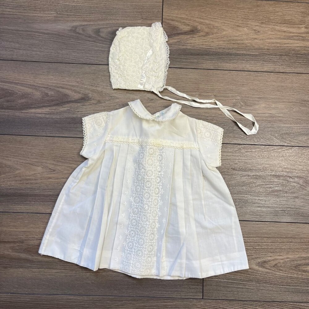 Vintage Marshall Field & Company Christening Gown Bonnet Size 12M 60s, 70s FAIR